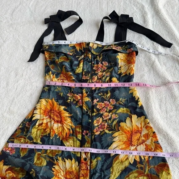 Sandro Matti Floral Orange Silk Sleeveless Shirt Midi Dress FR 34 US S (2-4) - Picture 4 of 10